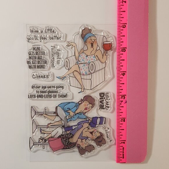 #64 Stamp Set Funny Ladies Wine Cheers Celebrate Friendship - Picture 6 of 6